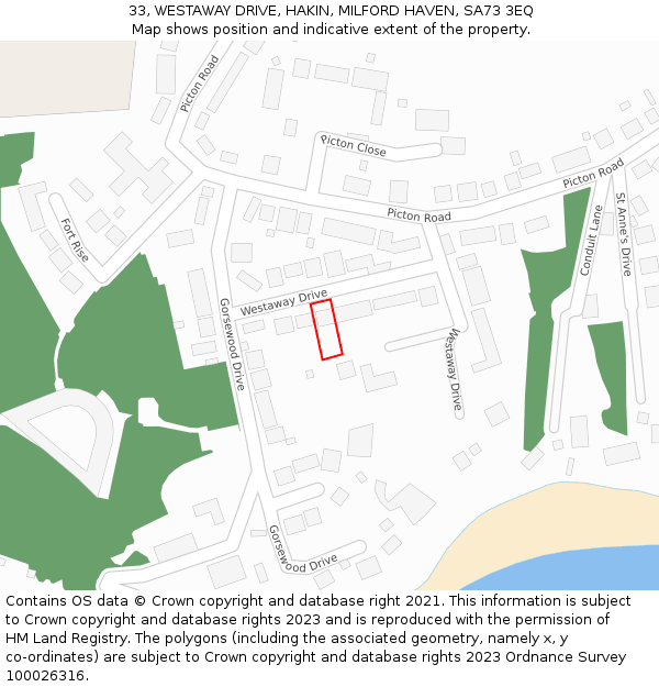 33, WESTAWAY DRIVE, HAKIN, MILFORD HAVEN, SA73 3EQ: Location map and indicative extent of plot