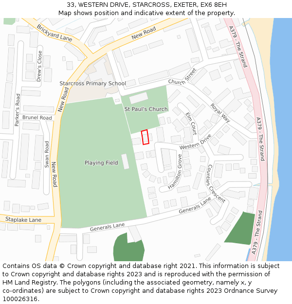 33, WESTERN DRIVE, STARCROSS, EXETER, EX6 8EH: Location map and indicative extent of plot