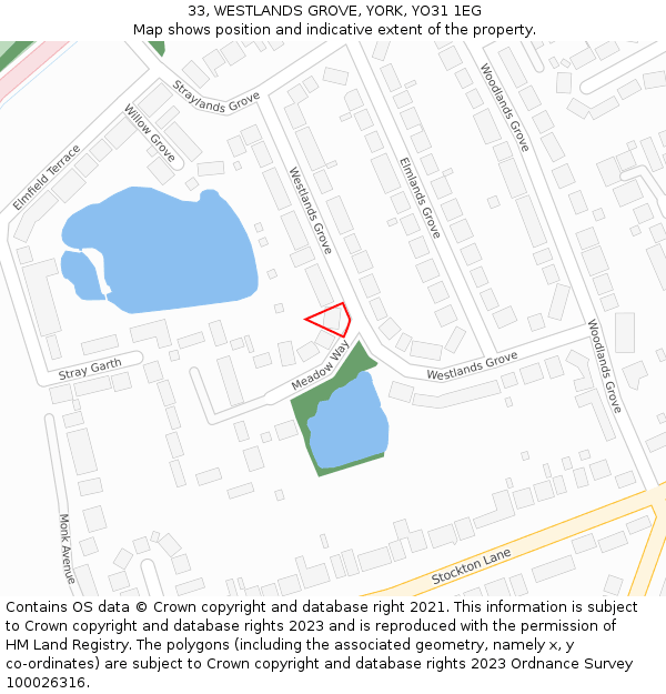 33, WESTLANDS GROVE, YORK, YO31 1EG: Location map and indicative extent of plot