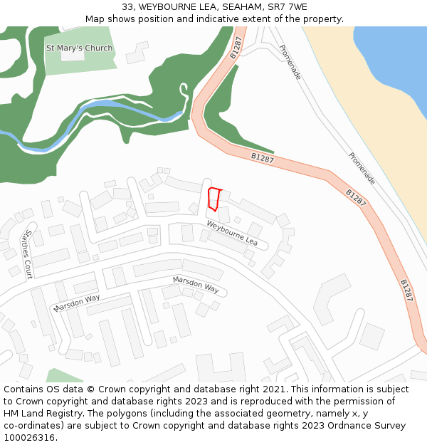 33, WEYBOURNE LEA, SEAHAM, SR7 7WE: Location map and indicative extent of plot