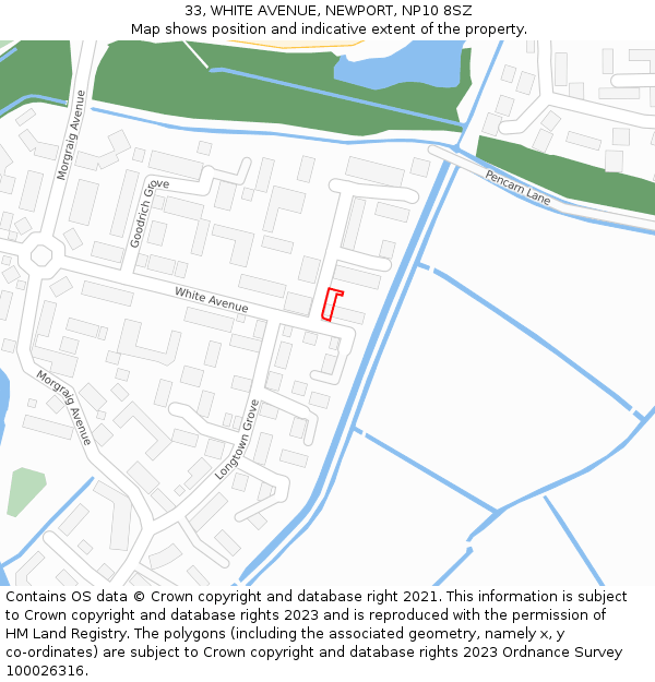 33, WHITE AVENUE, NEWPORT, NP10 8SZ: Location map and indicative extent of plot