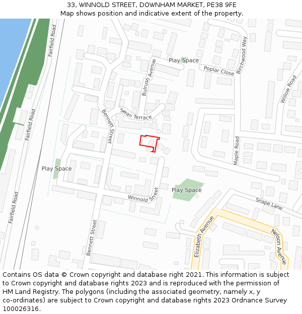 33, WINNOLD STREET, DOWNHAM MARKET, PE38 9FE: Location map and indicative extent of plot