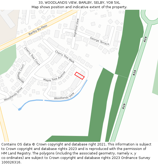 33, WOODLANDS VIEW, BARLBY, SELBY, YO8 5XL: Location map and indicative extent of plot