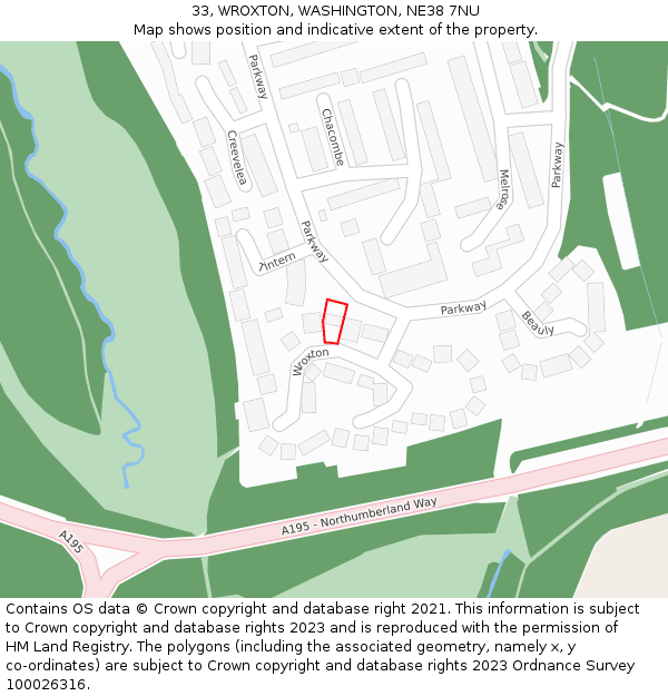 33, WROXTON, WASHINGTON, NE38 7NU: Location map and indicative extent of plot