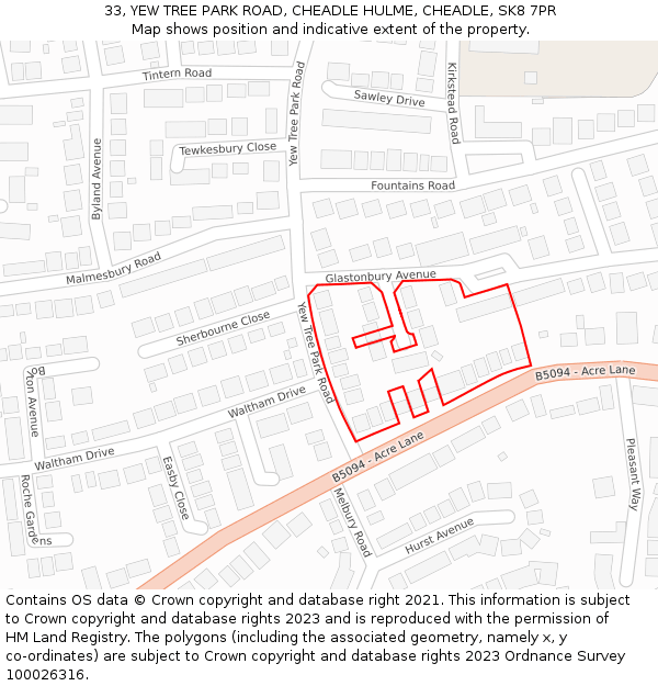 33, YEW TREE PARK ROAD, CHEADLE HULME, CHEADLE, SK8 7PR: Location map and indicative extent of plot