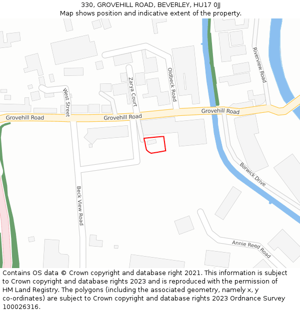 330, GROVEHILL ROAD, BEVERLEY, HU17 0JJ: Location map and indicative extent of plot