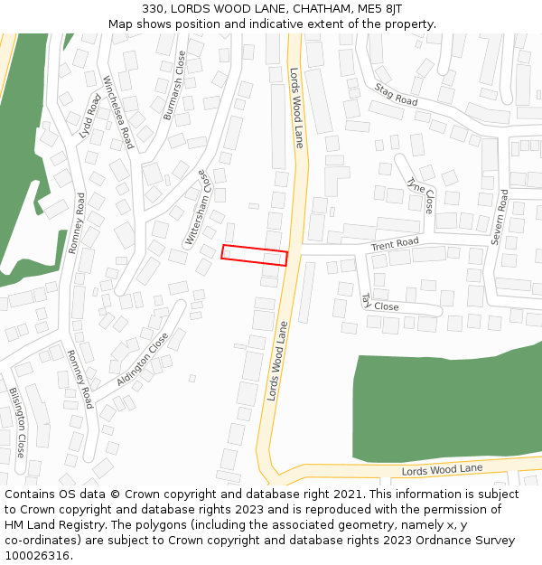 330, LORDS WOOD LANE, CHATHAM, ME5 8JT: Location map and indicative extent of plot