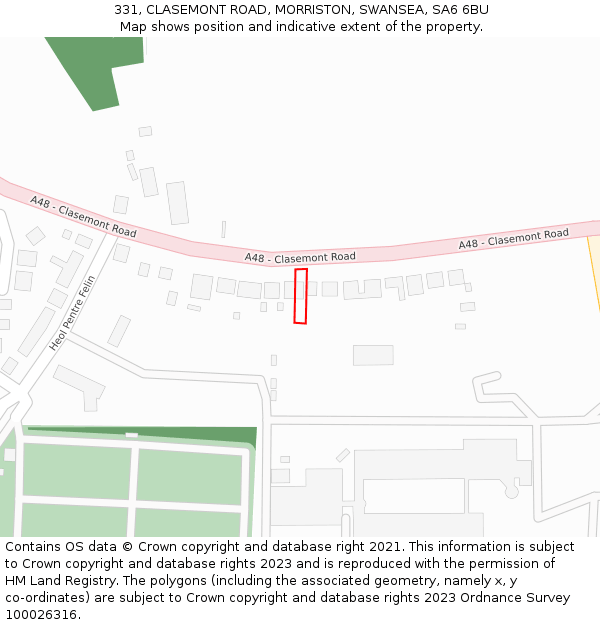 331, CLASEMONT ROAD, MORRISTON, SWANSEA, SA6 6BU: Location map and indicative extent of plot