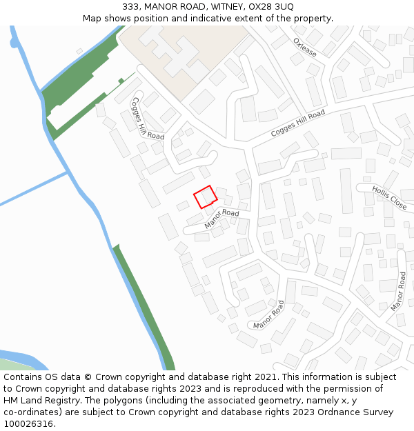 333, MANOR ROAD, WITNEY, OX28 3UQ: Location map and indicative extent of plot