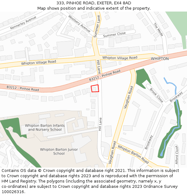 333, PINHOE ROAD, EXETER, EX4 8AD: Location map and indicative extent of plot