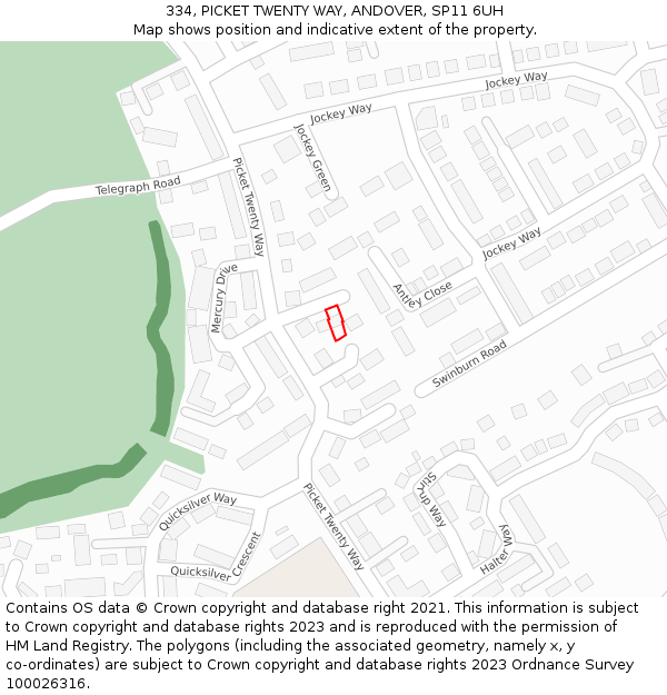 334, PICKET TWENTY WAY, ANDOVER, SP11 6UH: Location map and indicative extent of plot