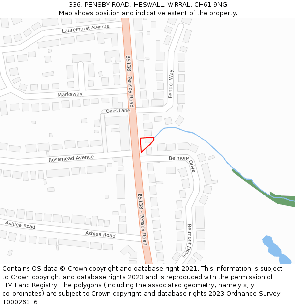 336, PENSBY ROAD, HESWALL, WIRRAL, CH61 9NG: Location map and indicative extent of plot