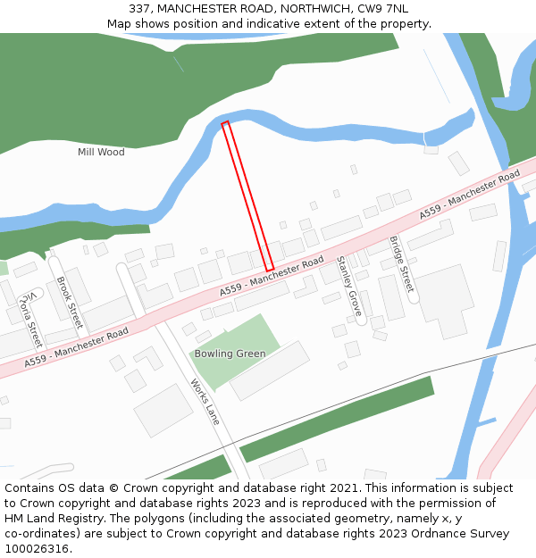 337, MANCHESTER ROAD, NORTHWICH, CW9 7NL: Location map and indicative extent of plot