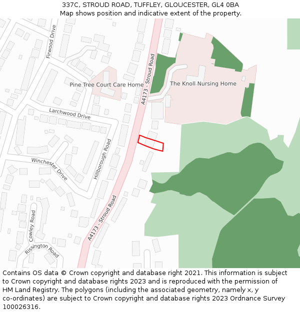 337C, STROUD ROAD, TUFFLEY, GLOUCESTER, GL4 0BA: Location map and indicative extent of plot