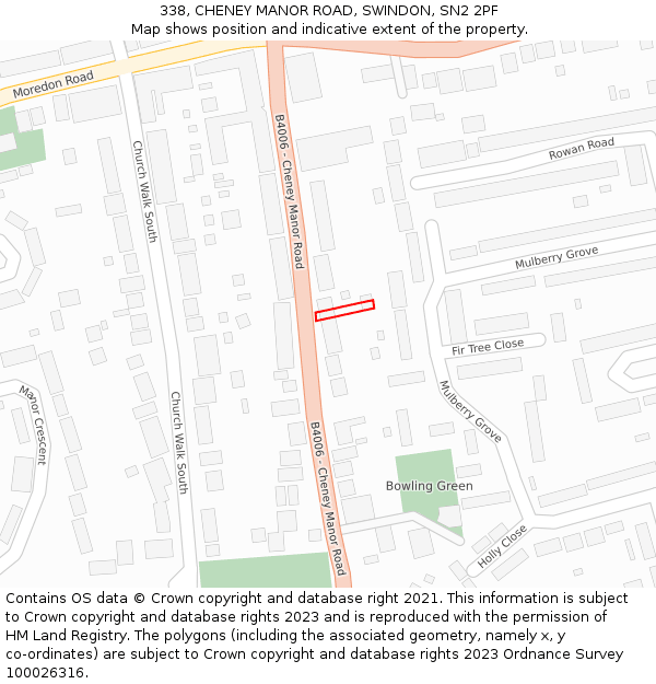 338, CHENEY MANOR ROAD, SWINDON, SN2 2PF: Location map and indicative extent of plot