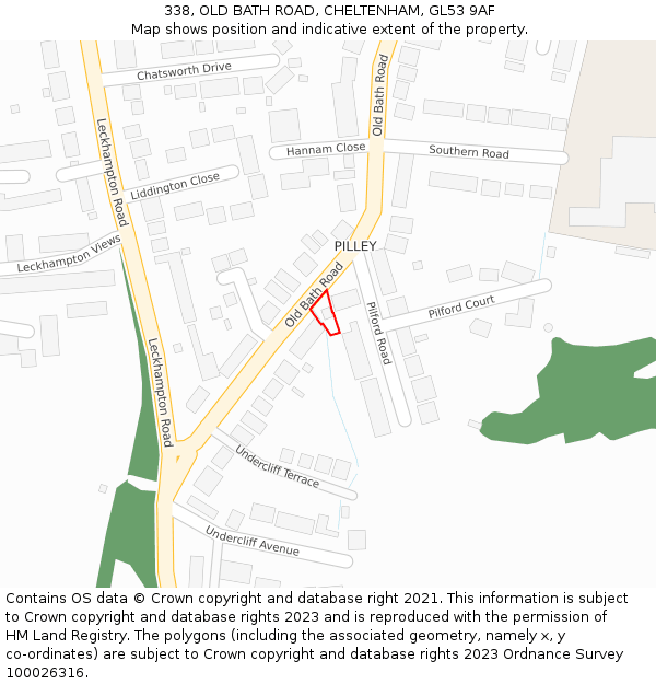 338, OLD BATH ROAD, CHELTENHAM, GL53 9AF: Location map and indicative extent of plot