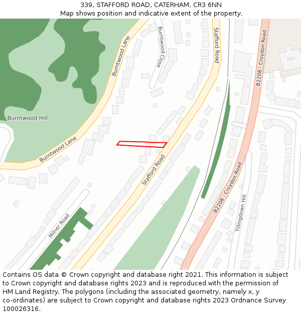 339, STAFFORD ROAD, CATERHAM, CR3 6NN: Location map and indicative extent of plot