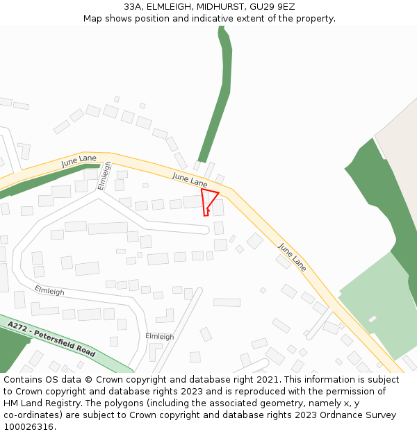 33A, ELMLEIGH, MIDHURST, GU29 9EZ: Location map and indicative extent of plot