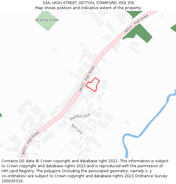 33A, HIGH STREET, KETTON, STAMFORD, PE9 3TA: Location map and indicative extent of plot