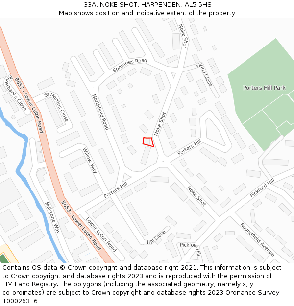 33A, NOKE SHOT, HARPENDEN, AL5 5HS: Location map and indicative extent of plot