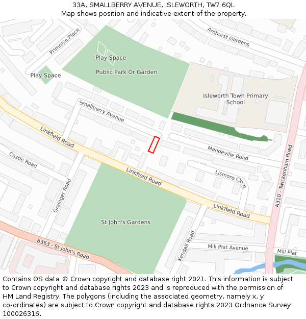 33A, SMALLBERRY AVENUE, ISLEWORTH, TW7 6QL: Location map and indicative extent of plot