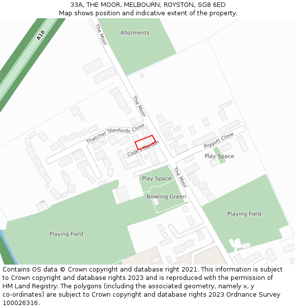 33A, THE MOOR, MELBOURN, ROYSTON, SG8 6ED: Location map and indicative extent of plot