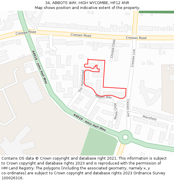 34, ABBOTS WAY, HIGH WYCOMBE, HP12 4NR: Location map and indicative extent of plot