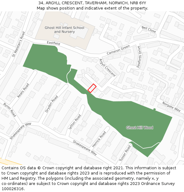 34, ARGYLL CRESCENT, TAVERHAM, NORWICH, NR8 6YY: Location map and indicative extent of plot