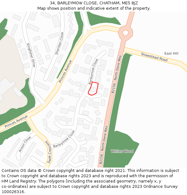 34, BARLEYMOW CLOSE, CHATHAM, ME5 8JZ: Location map and indicative extent of plot