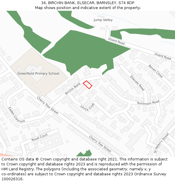 34, BIRCHIN BANK, ELSECAR, BARNSLEY, S74 8DP: Location map and indicative extent of plot