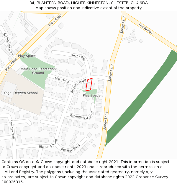 34, BLANTERN ROAD, HIGHER KINNERTON, CHESTER, CH4 9DA: Location map and indicative extent of plot