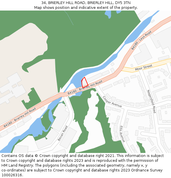 34, BRIERLEY HILL ROAD, BRIERLEY HILL, DY5 3TN: Location map and indicative extent of plot