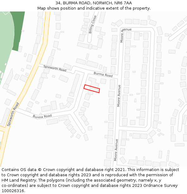 34, BURMA ROAD, NORWICH, NR6 7AA: Location map and indicative extent of plot