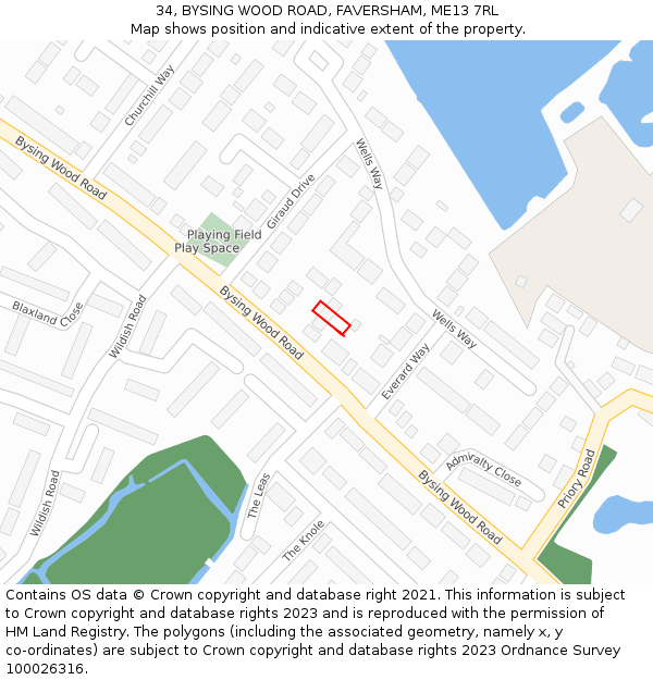 34, BYSING WOOD ROAD, FAVERSHAM, ME13 7RL: Location map and indicative extent of plot