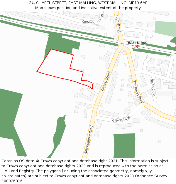 34, CHAPEL STREET, EAST MALLING, WEST MALLING, ME19 6AP: Location map and indicative extent of plot