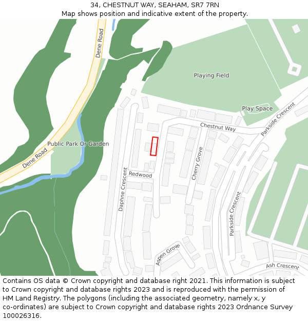 34, CHESTNUT WAY, SEAHAM, SR7 7RN: Location map and indicative extent of plot