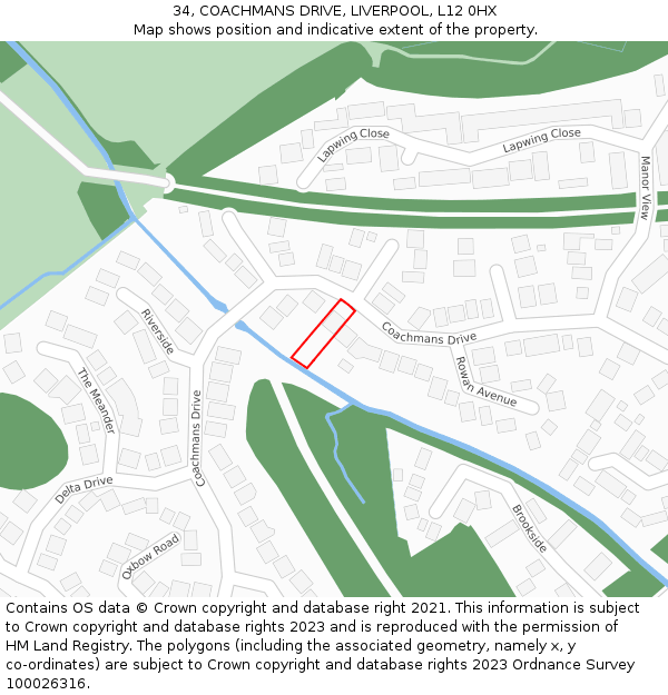 34, COACHMANS DRIVE, LIVERPOOL, L12 0HX: Location map and indicative extent of plot