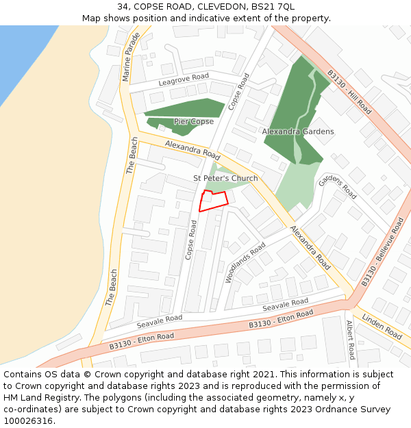 34, COPSE ROAD, CLEVEDON, BS21 7QL: Location map and indicative extent of plot