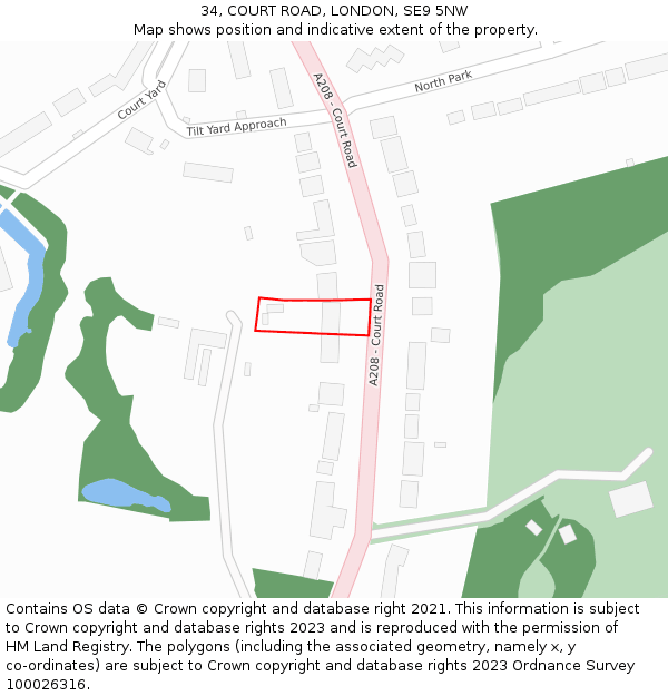 34, COURT ROAD, LONDON, SE9 5NW: Location map and indicative extent of plot