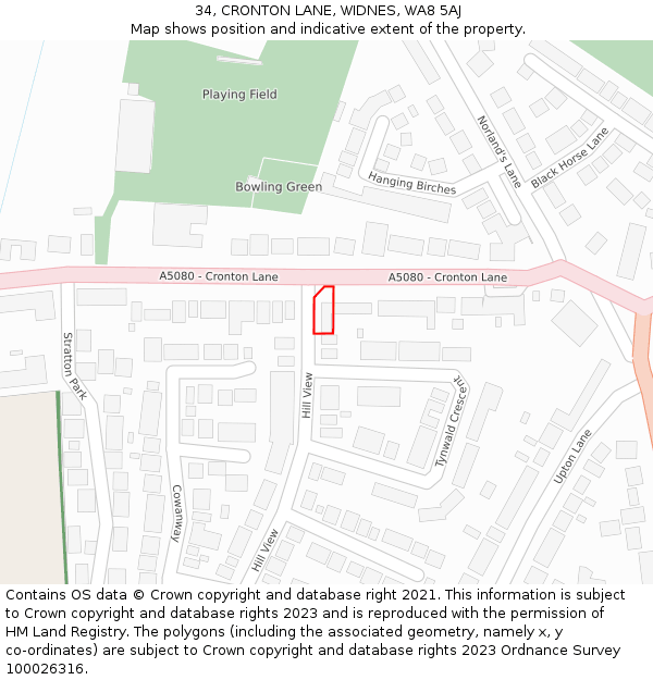 34, CRONTON LANE, WIDNES, WA8 5AJ: Location map and indicative extent of plot