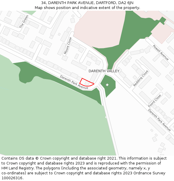 34, DARENTH PARK AVENUE, DARTFORD, DA2 6JN: Location map and indicative extent of plot