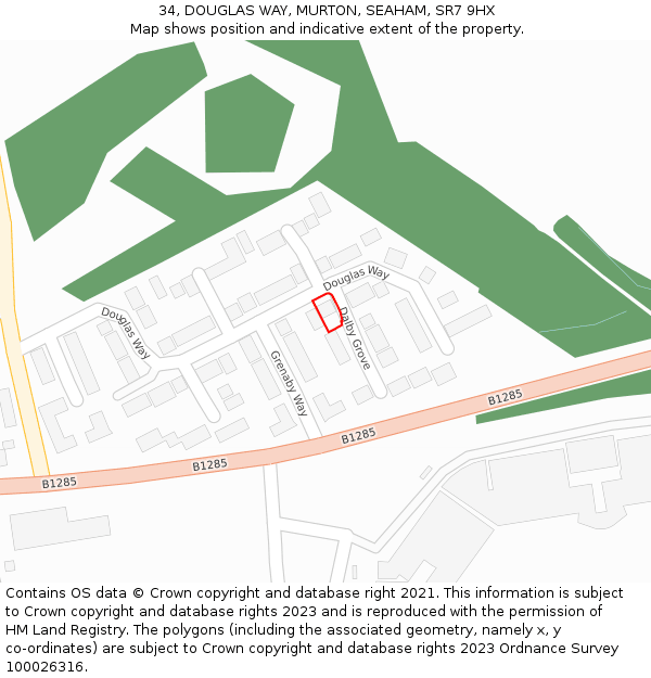 34, DOUGLAS WAY, MURTON, SEAHAM, SR7 9HX: Location map and indicative extent of plot