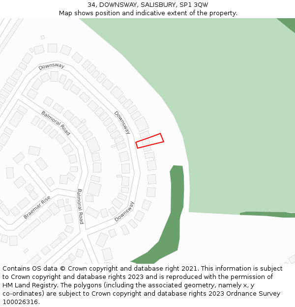 34, DOWNSWAY, SALISBURY, SP1 3QW: Location map and indicative extent of plot