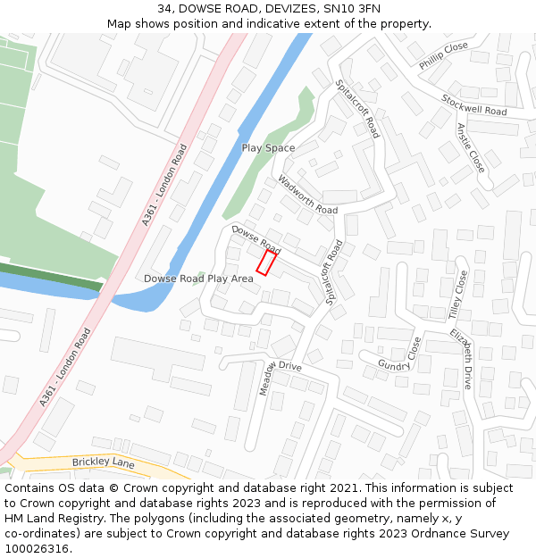 34, DOWSE ROAD, DEVIZES, SN10 3FN: Location map and indicative extent of plot