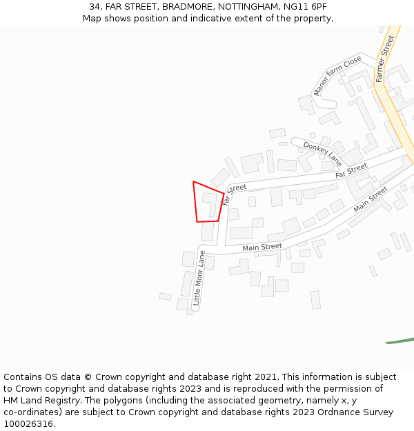 34, FAR STREET, BRADMORE, NOTTINGHAM, NG11 6PF: Location map and indicative extent of plot