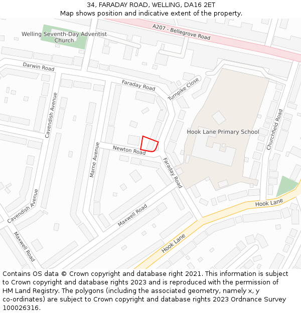 34, FARADAY ROAD, WELLING, DA16 2ET: Location map and indicative extent of plot