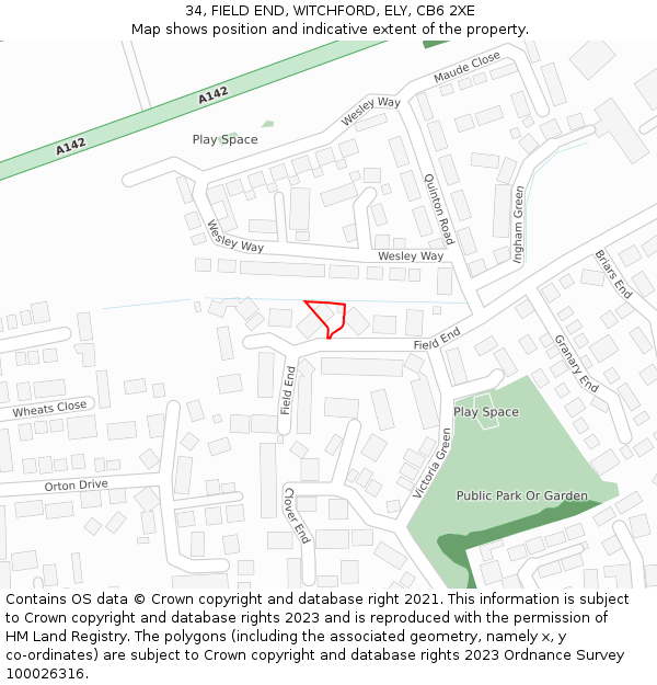 34, FIELD END, WITCHFORD, ELY, CB6 2XE: Location map and indicative extent of plot