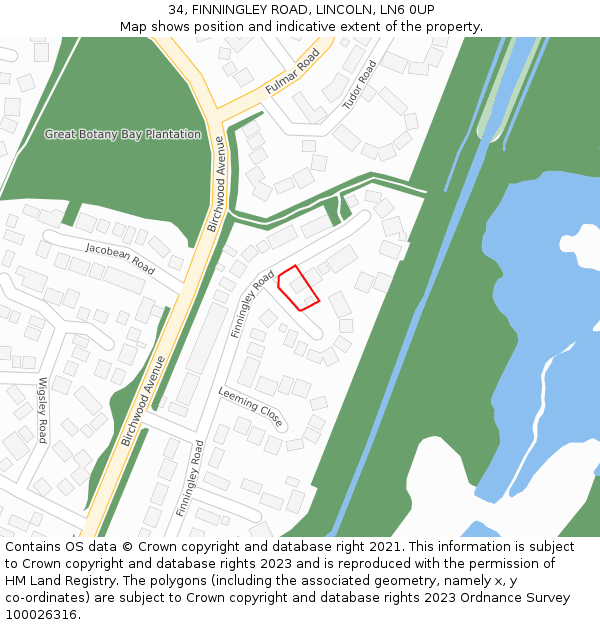 34, FINNINGLEY ROAD, LINCOLN, LN6 0UP: Location map and indicative extent of plot