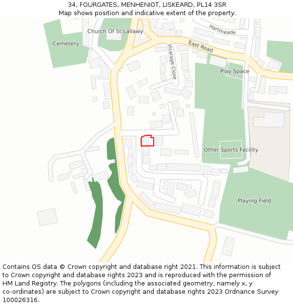 34, FOURGATES, MENHENIOT, LISKEARD, PL14 3SR: Location map and indicative extent of plot