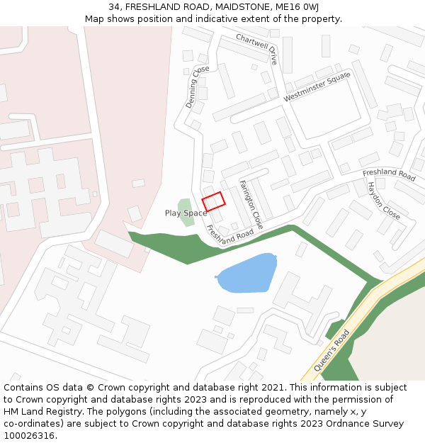 34, FRESHLAND ROAD, MAIDSTONE, ME16 0WJ: Location map and indicative extent of plot